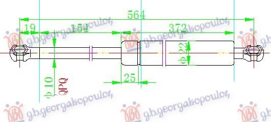 Амортизер (еден) багажник врата (564L-620N)