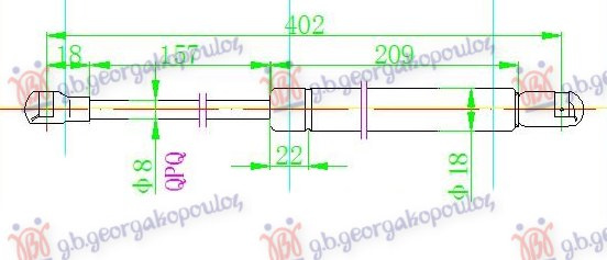 Амортизер (еден) хауба (405L-460N)