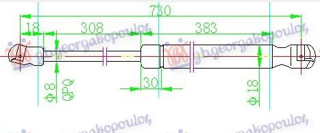 Амортизер (еден) хауба (728L-265N)