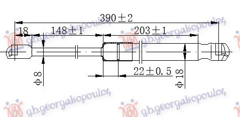 Амортизер (еден) багажник врата караван (390L-800N)