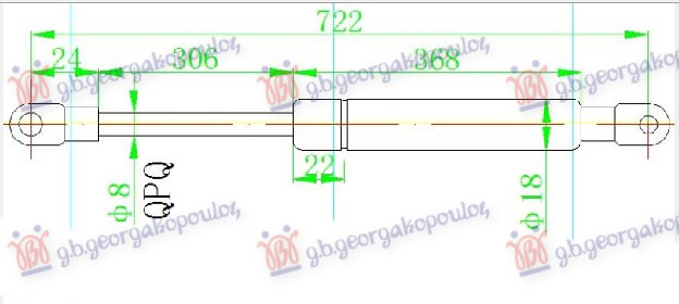 Амортизер (еден) хауба (722L-310N)