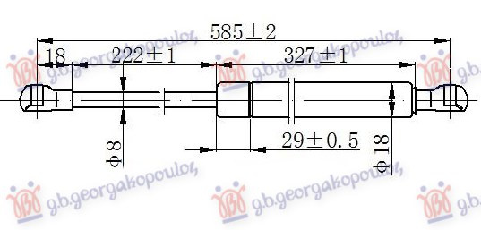 Амортизер (еден) багажник врата (585L-300N)