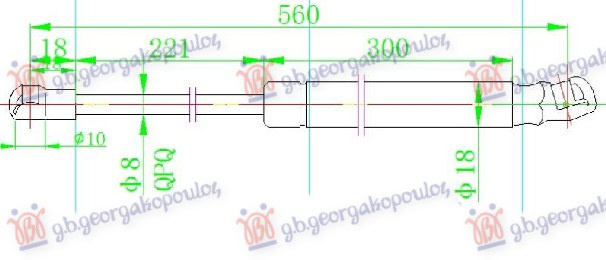 Амортизер (еден) багажник врата 5 врати (559L-290N)