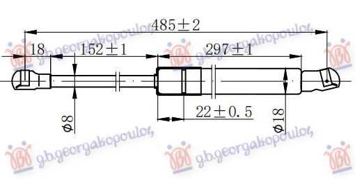 Амортизер (еден) багажник врата караван (485L-645N)