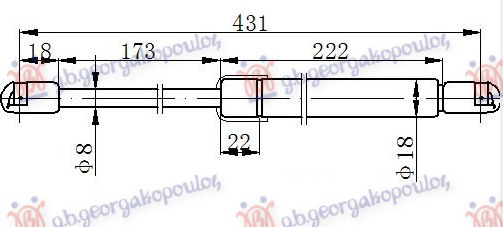 Амортизер (еден) багажник врата (430L-380N)