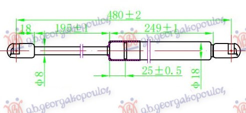 Амортизер (еден) багажник врата (480L-335N)