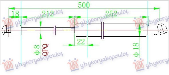 Амортизер (еден) багажник врата (500L-450N)