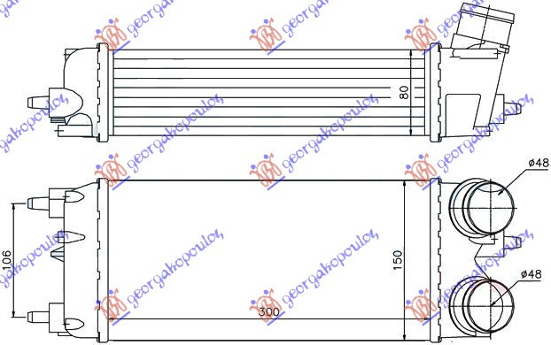 Интеркулер 1.4-1.6TDCi (300x150x80)