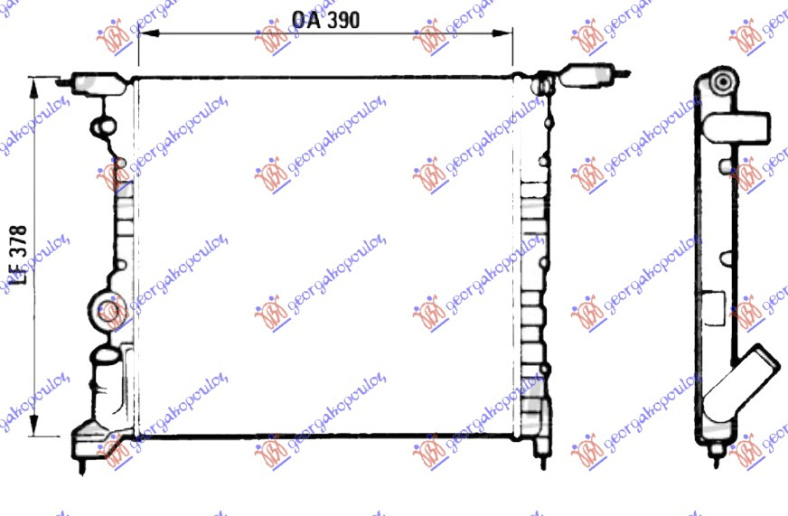 Ладилник за мотор 1.2-1,4cc 8V (39x38) (затворен) (VALEO CLASSIC)