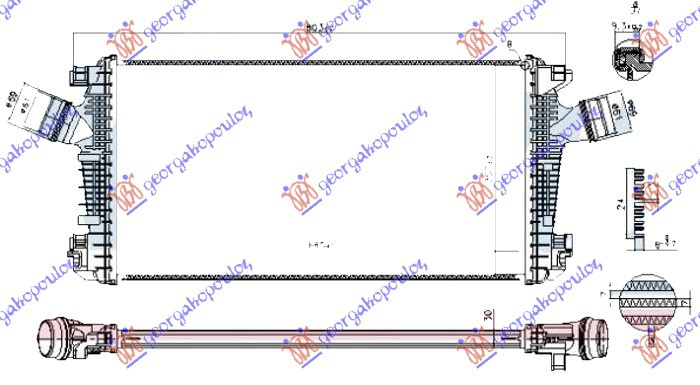 Интеркулер 2.0 TURBO бензин 11- (665x360x30) цевки 61mm