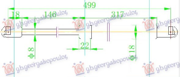 Амортизер (еден) багажник врата 5 врати (500L-660N)