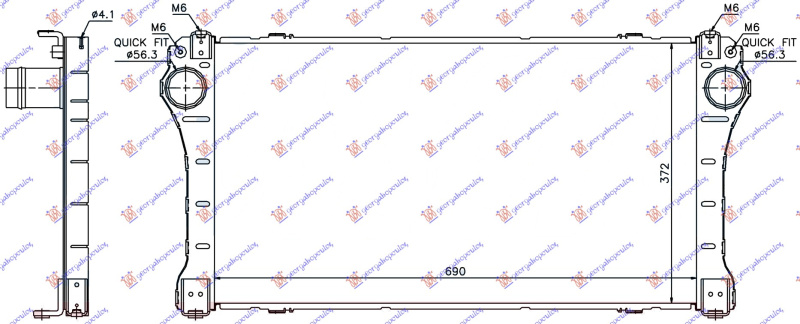 Интеркулер 2.0-2.2 D4D -09 дизел (690x372x26)