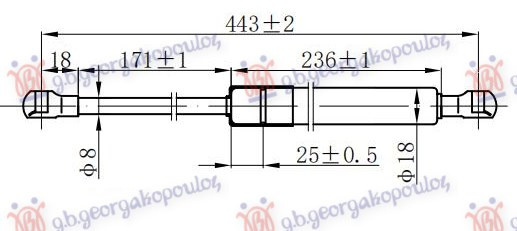 Амортизер (еден) багажник врата (443L-455N)