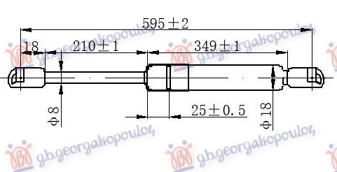 Амортизер (еден) багажник врата (595L-500N)