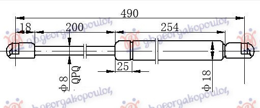 Амортизер (еден) багажник врата -99 седан (490L-230N)