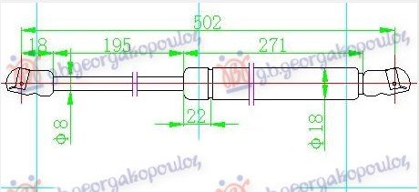 Амортизер (еден) багажник врата 5 врати (500L-400N)