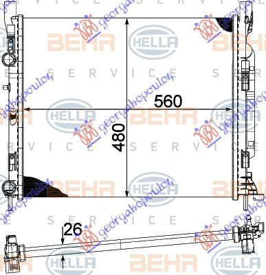 Ладилник за мотор 1.6i16V-1.5DCi (со клима) (56x48x26) (MAHLE BEHR)