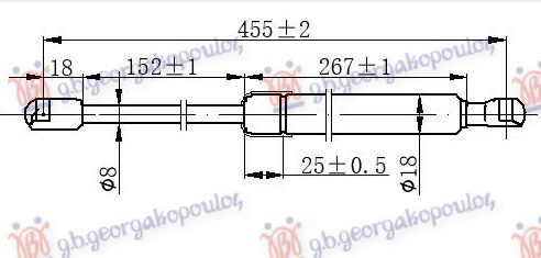 Амортизер (еден) задно стакло на багажник (455L-200N)
