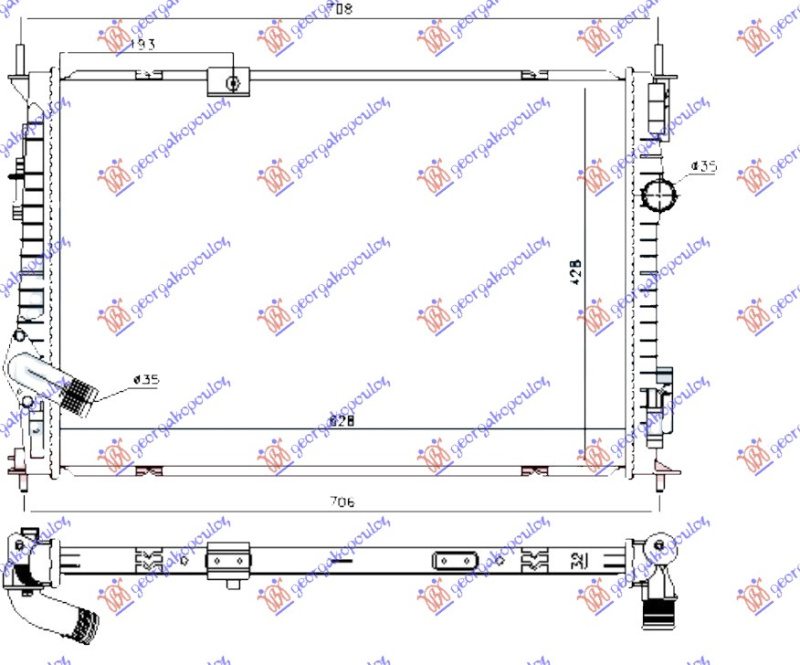 Ладилник за мотор 1.6 DCi (62.8x42.8x32) (MAHLE BEHR)