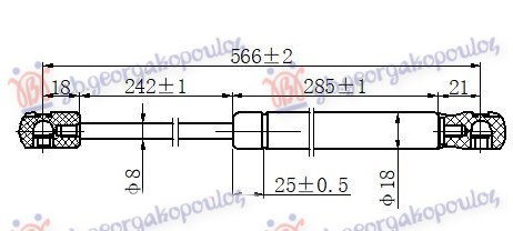 Амортизер (еден) багажник врата караван (625L-360N)