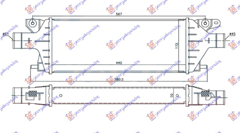 Интеркулер 2.0 JTD (440x172x55)