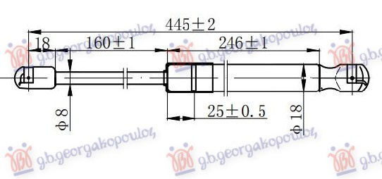 Амортизер (еден) багажник врата (445L-420N)