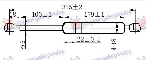 Амортизер (еден) задно стакло на багажник (315L-550N)