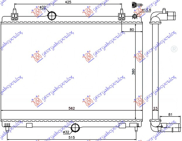 Ладилник за мотор (лемен) 2.0 HDi (58) + RHE-RHH) дизел (мануален менувач) (380x560)