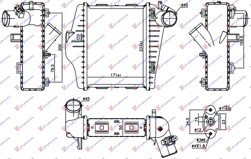 Интеркулер 1.0i TURBO (171x233x50) (MAHLE BEHR PREMIUM LINE)