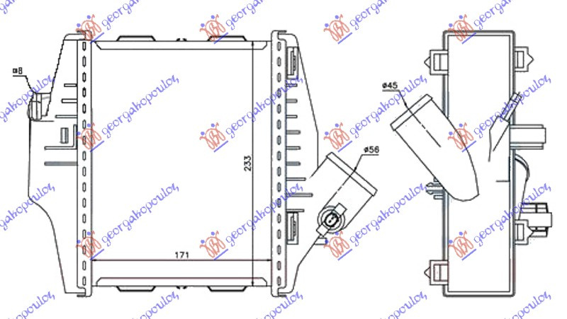 Интеркулер 0.8 Cdi дизел (171x233x50)