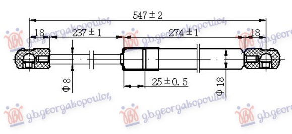 Амортизер (еден) багажник врата (549L-290N)