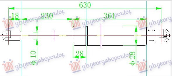 Амортизер (еден) багажник врата (620L-625N)