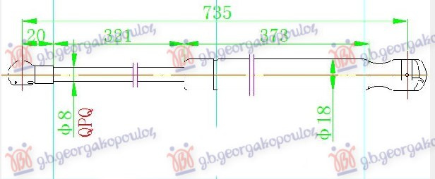 Амортизер (еден) хауба (733L-300N)