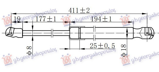 Амортизер (еден) хауба (410L-390N)