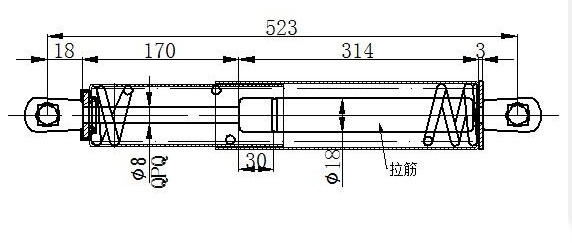 Амортизер (еден) багажник врата (523L-710N)