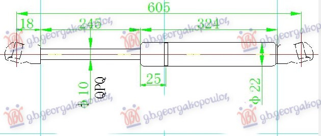 Амортизер (еден) багажник врата (605L-670N)