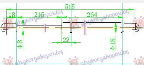 Амортизер (еден) багажник врата 5 врати (515L-400N)