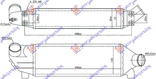 Интеркулер 2,0TDi (40x12,7x76) 00-02