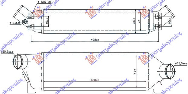 Интеркулер 2,0 TDi 02-06 (40x12,7x7,3)