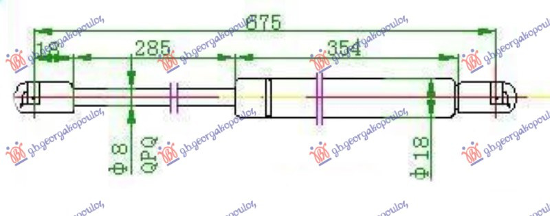 Амортизер (еден) хауба (675L-260N)