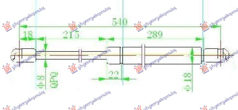 Амортизер (еден) багажник врата (540L-385N)