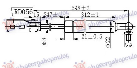 Амортизер (еден) багажник врата (598L-200N)