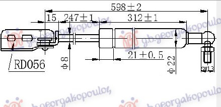 Амортизер (еден) багажник врата (598L-200N)