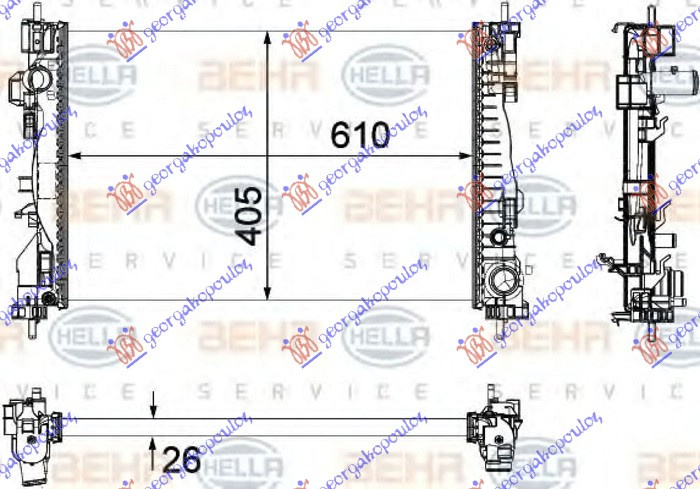 Ладилник за мотор 1.4 TURBO (125-170) (61x40.5x2.6) (MAHLE BEHR PREMIUM LINE)