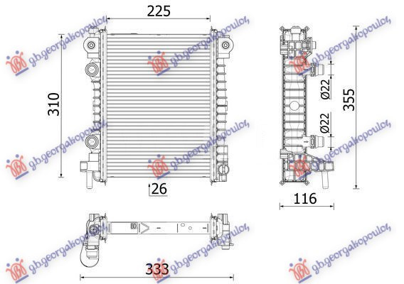 Дополнителен ладилник за мотор 2.0-2.9 бензин (225x310x26) (MAHLE BEHR PREMIUM LINE)