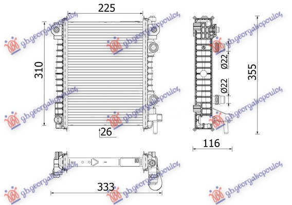 Дополнителен ладилник за мотор 2.0-2.9 бензин (225x310x26) (MAHLE BEHR PREMIUM LINE)