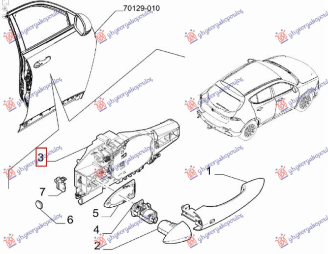 Основа за рачка надворешна предна врата внатрешен дел (keyless - отварање без клуч) (оригинал)