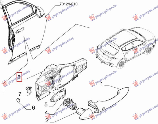 Основа за рачка надворешна предна врата внатрешен дел (keyless - отварање без клуч) (оригинал)