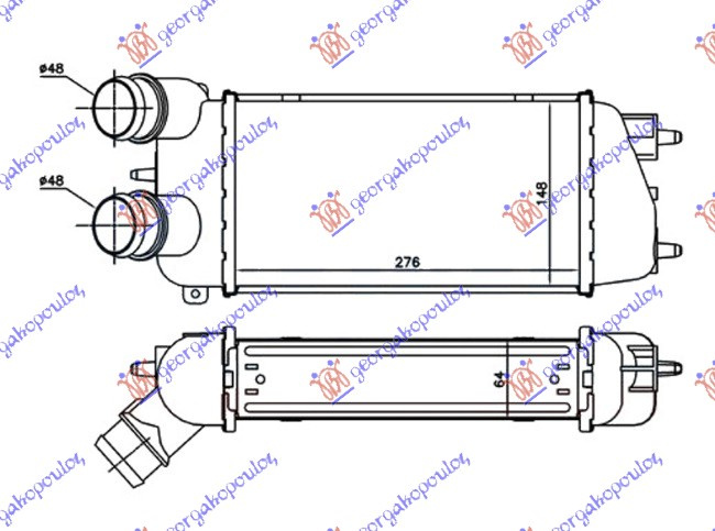 Интеркулер 1.6 HDi дизел (275x150x64) -06