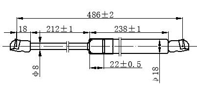 Амортизер (еден) багажник врата 3 врати (486L-650N)